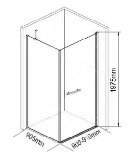 Душевой уголок на монопетле  by Deonria U-90-90-8-G-H 90x90см хром матовый/графит